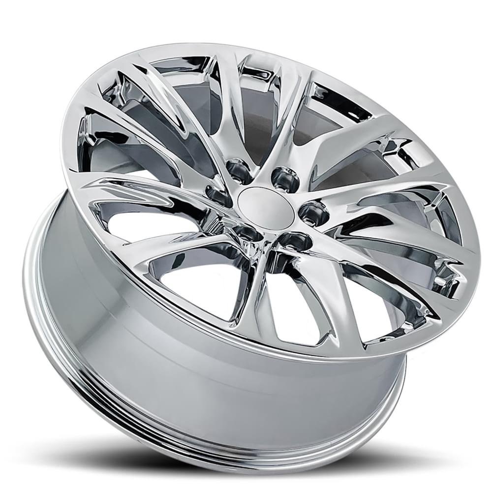 FR 98 – ESCALADE 12 SPOKE REPLICA WHEELS-Chrome 22x9 6x5.5 + 28 HB 78.1