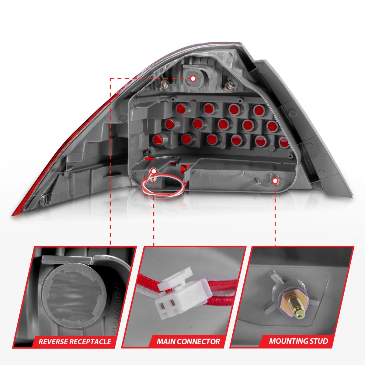 HONDA ACCORD 06-07 4DR TAIL LIGHTS RED/CLEAR