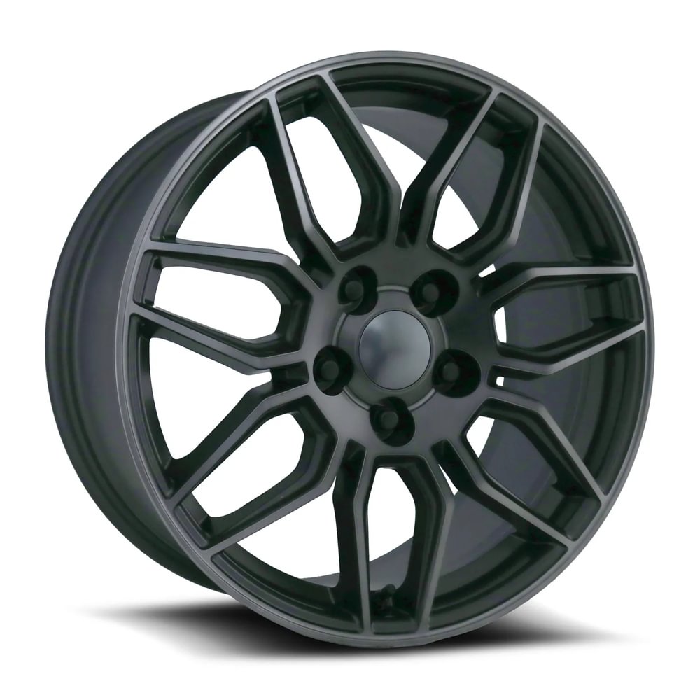 18X8.5 5X4.75 +54 HB 70.3 C8 Z06 TITANIUM GREY MF/DARK CLEAR WITH CAP-SR1 Performance