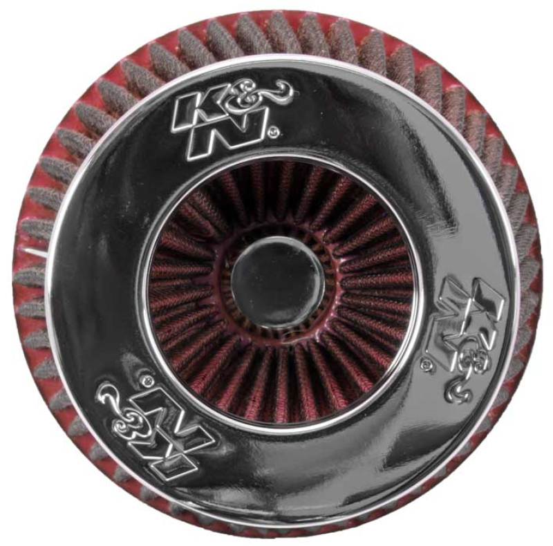 K&N Universal Air Filter Chrome Round Tapered Red - 4in Flange ID x 1.125in Flange Length x 5.5in H-SR1 Performance