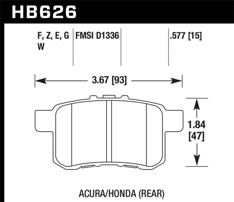 Hawk 08-10 Honda Accord 2.4L/3.0L/3.5L / 09-10 Acura TST 2.4L HPS Street Rear Brake Pads-SR1 Performance