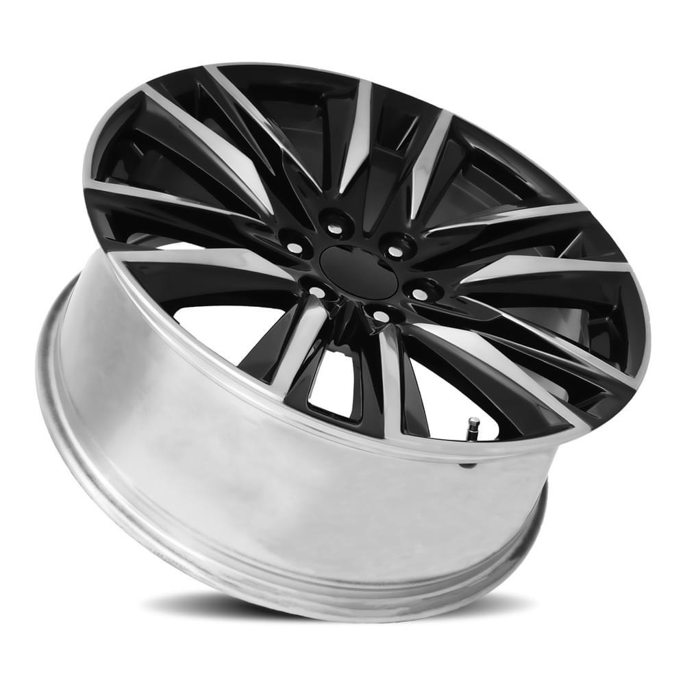 FR 90 – ESCALADE SPORT REPLICA WHEELS-Gloss Black Polished Accents 22x9 6x5.5 + 28 HB 78.1