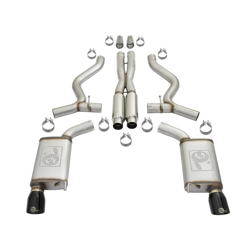 aFe MACHForce XP 3in 304 SS Loud Tone Cat-Back w/ Black Tips 15-17 Ford Mustang V6-3.7L/V8-5.0L