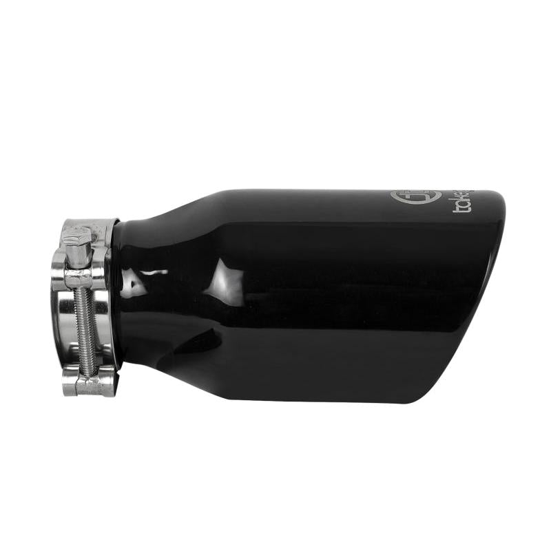 aFe Takeda 304 Stainless Steel Clamp-On Exhaust Tip 2.5in.Inlet / 4in Outlet - Black-SR1 Performance