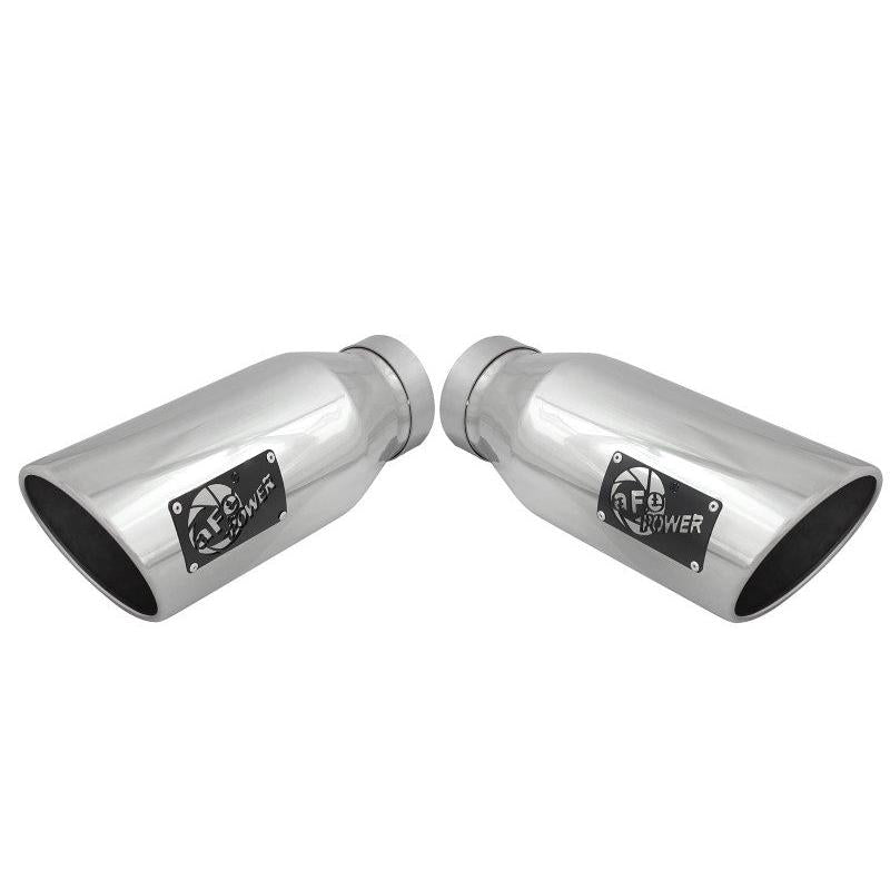 aFe Large Bore-HD 4in 409 Stainless Steel DPF-Back Exhaust w/Polished Tips 15-16 Ford Diesel Truck-SR1 Performance