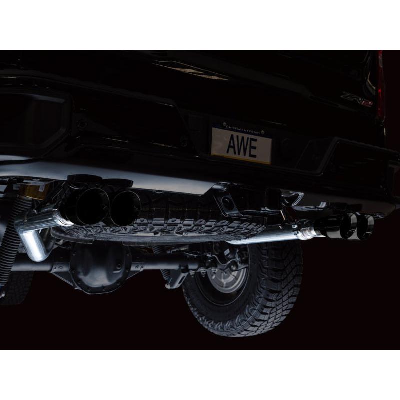 AWE Tuning 22-23 GMC Sierra 1500 AT4X 6.2L 0FG Catback Split Dual (Flat Bumper) - Diamond Black Tips