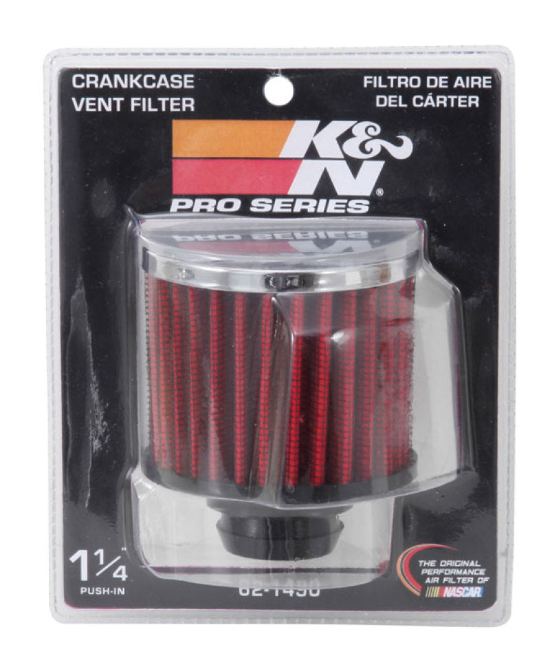 K&N Rubber Base Chrome Top Push-In Crankcase Vent Filter 3in OD x 2-1/2in H.-SR1 Performance