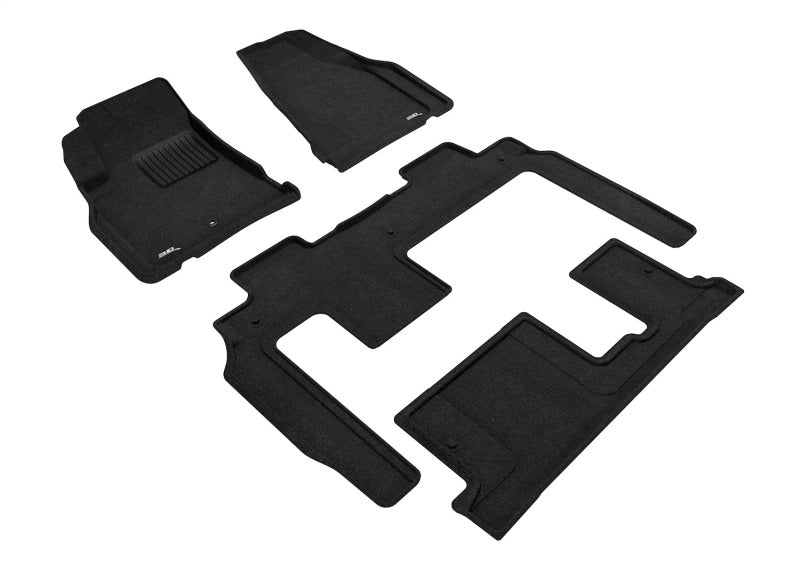 3D Maxpider 09-17 Chevrolet Traverse w Bench 2nd Row Elegant 1st 2nd 3rd Row - Floor Mat Set (Black)-SR1 Performance
