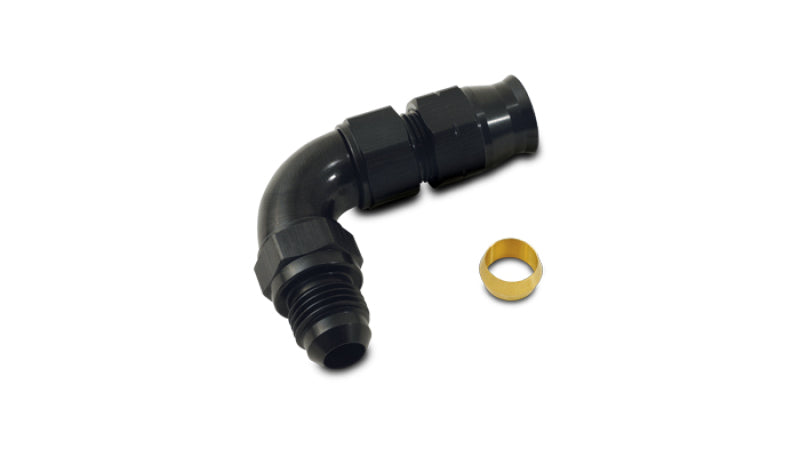 Vibrant 90 Degree 5/16in Tube to Male -6AN Flare Adapter w/ Olive Inserts