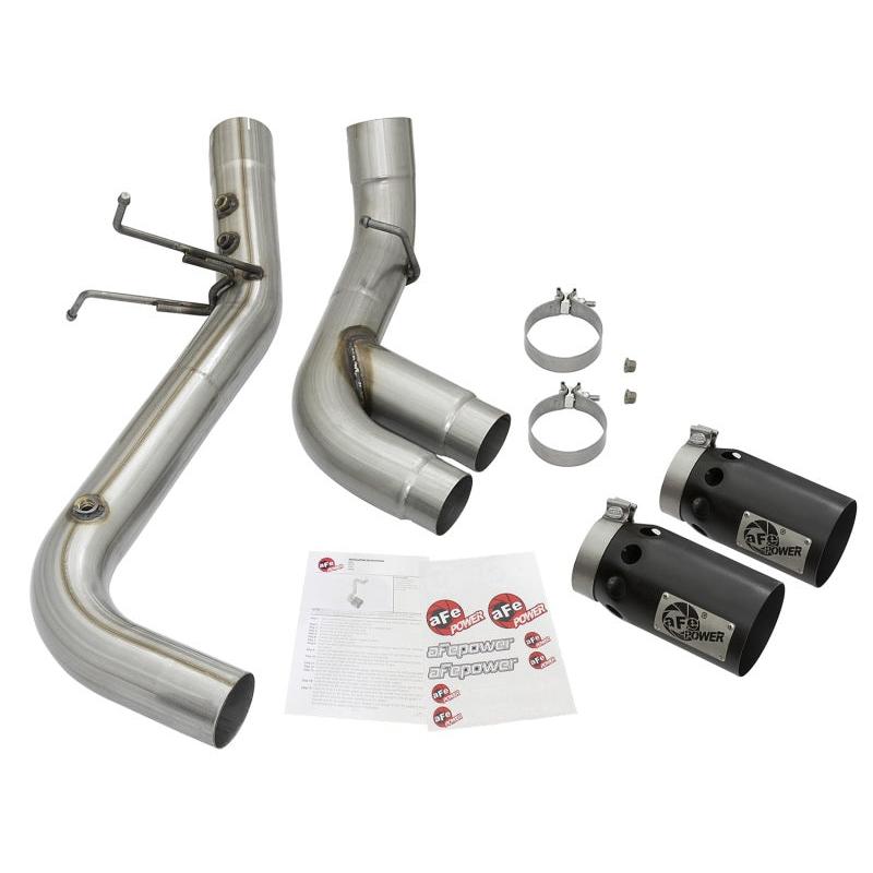 aFe Victory Series 4in 409-SS DPF-Back Exhaust w/ Dual Black Tips 2017 GM Duramax V8-6.6L(td) L5P