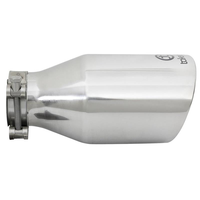 aFe Takeda 304 Stainless Steel Clamp-On Exhaust Tip 2.5in. Inlet / 4.5in. Outlet / 9in. L - Polished-SR1 Performance