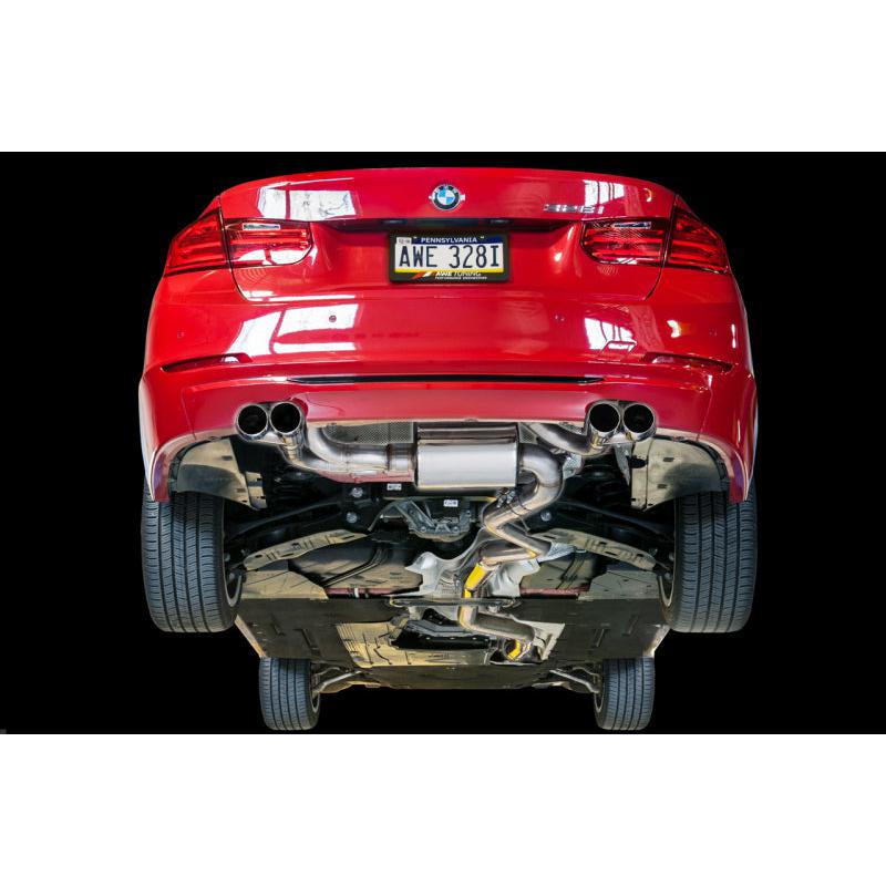 AWE Tuning BMW F3X N20/N26 328i/428i Touring Edition Exhaust Quad Outlet - 80mm Diamond Black Tips