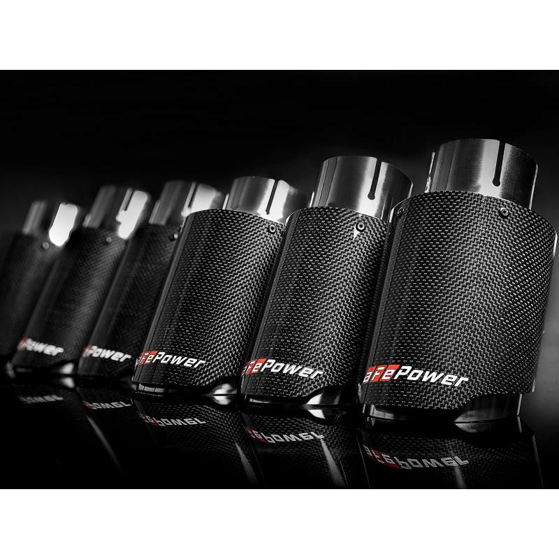 aFe MACH Force-Xp 409 SS Clamp-On Exhaust Tip 2.5in. Inlet / 4in. Outlet / 7in. L - Carbon-SR1 Performance
