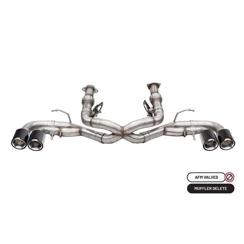 Corsa 2020-2024 Chevrolet Corvette C8 RWD 3in Track Cat-Back Delete Exhaust w/4.5in CF PolishedTips