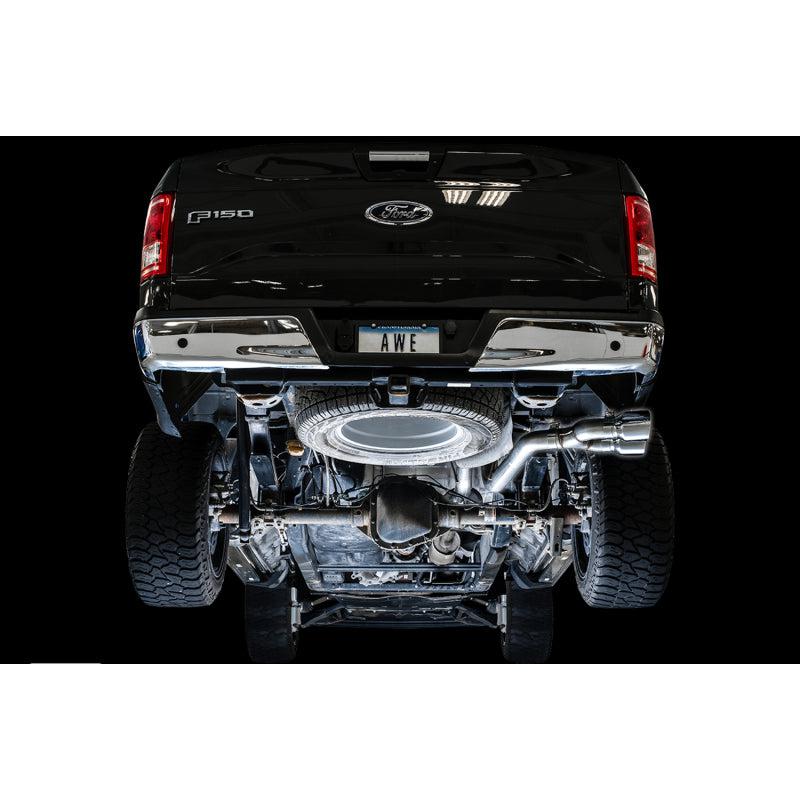 AWE Tuning 2015+ Ford F-150 0FG Single Exit Performance Exhaust System w/4.5in Chrome Silver Tips