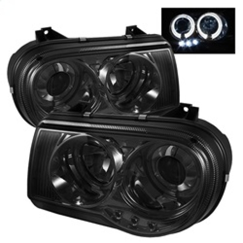 Spyder Chrysler 300C 05-10 Projector Headlights LED Halo LED Smke (Not Included) PRO-YD-C300C-HL-SM