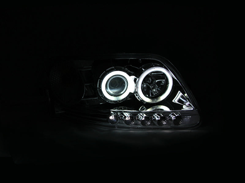 ANZO 1997.5-2003 Ford F-150 Projector Headlights w/ Halo Chrome 1pc-SR1 Performance