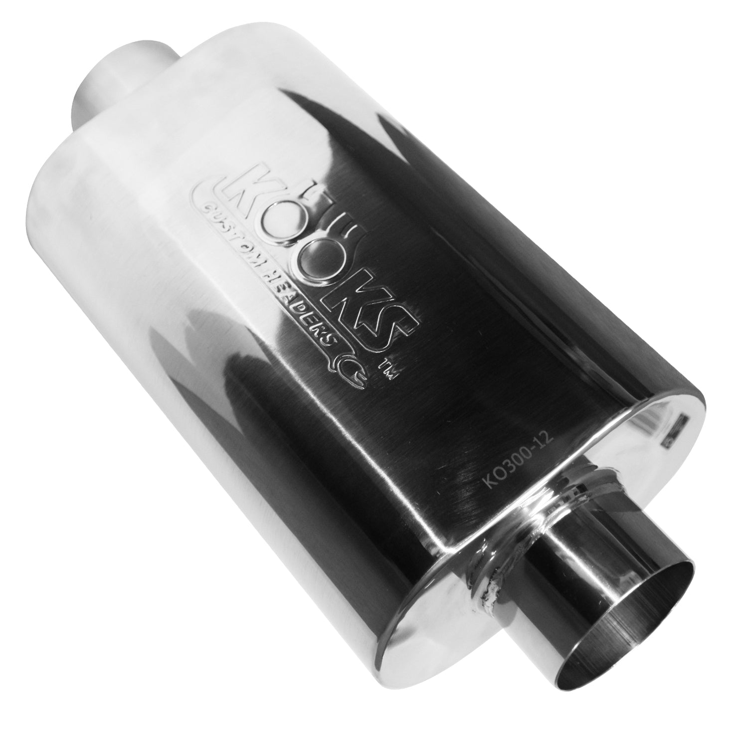 3" Oval Center/Center Muffler 12" Long Body . Polished Stainless Steel.