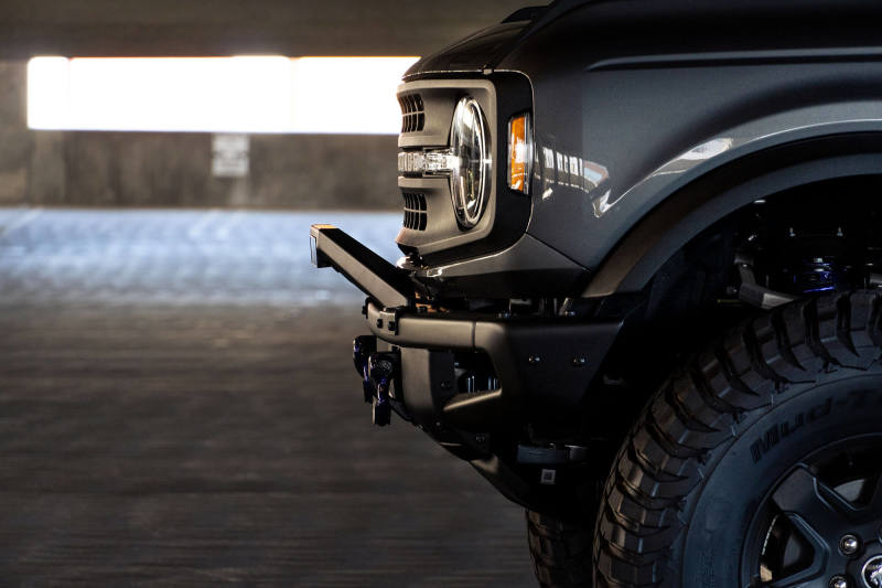 DV8 Offroad Ford Bronco Factory Modular Front Bumper Bull Bar with Low Profile Design and 13-Inch LED Light Mount