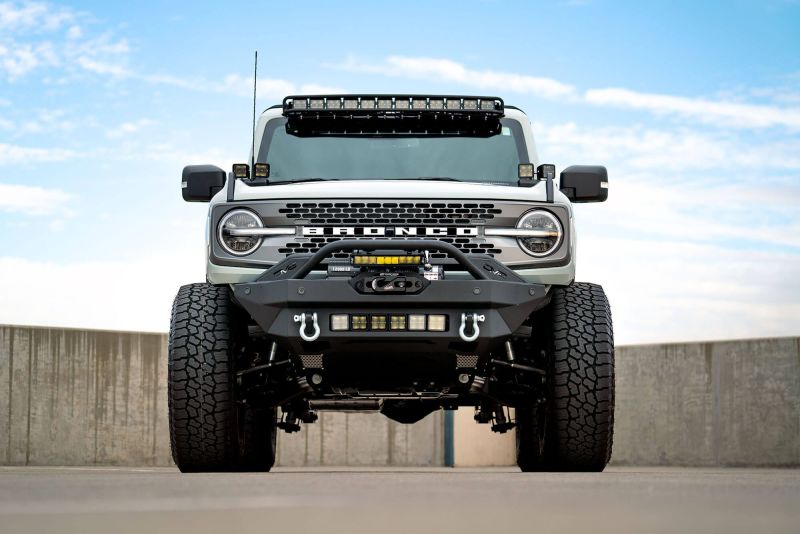 DV8 Offroad 2021+ Ford Bronco Modular Front Bumper with Winch and Auxiliary Light Mounts