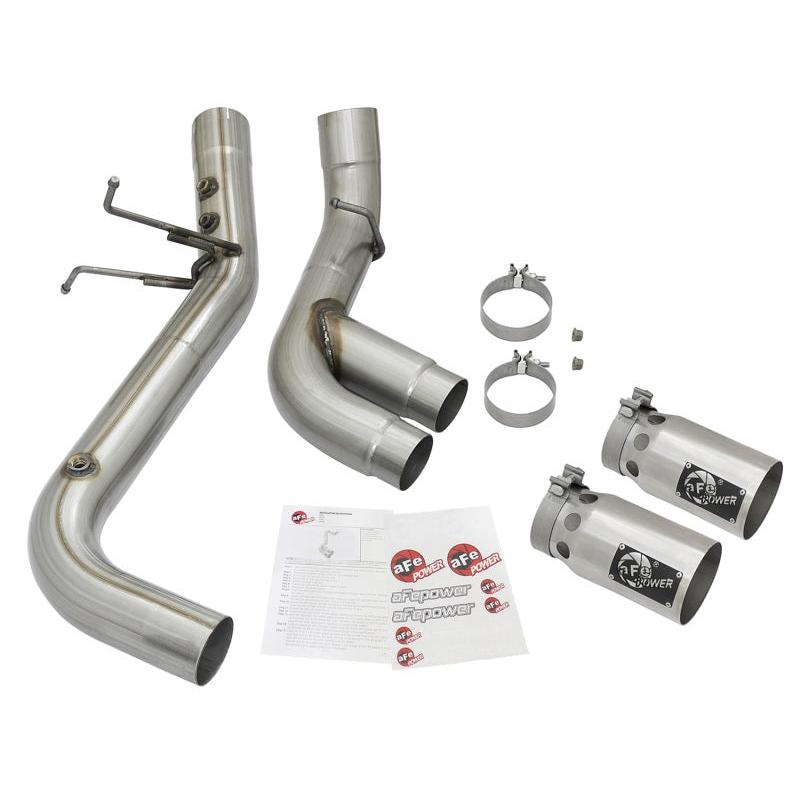 aFe Victory Series 4in 409-SS DPF-Back Exhaust w/ Dual Polished Tips 2017 GM Duramax V8-6.6L(td) L5P