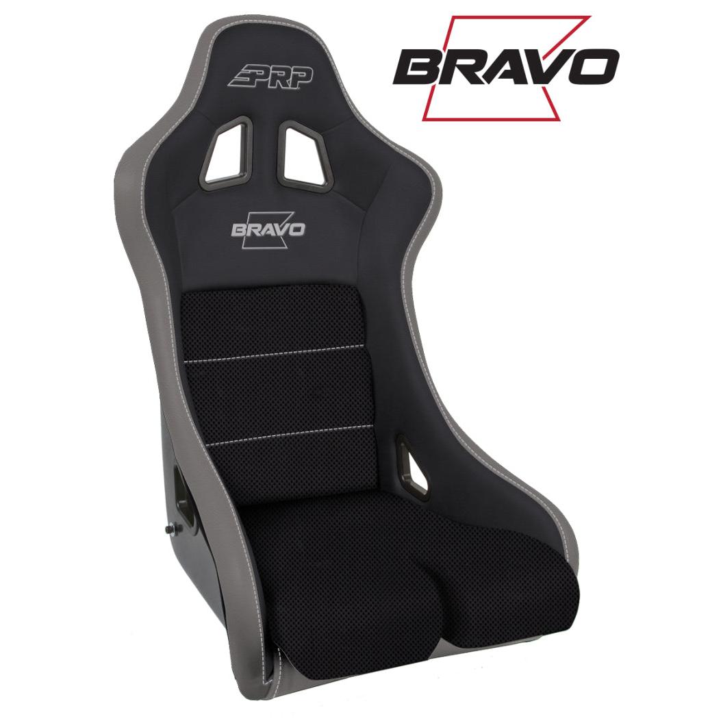 PRP Bravo Composite Seat- Black/Grey (PRP Silver Outline/Bravo Silver- Silver Stitching)