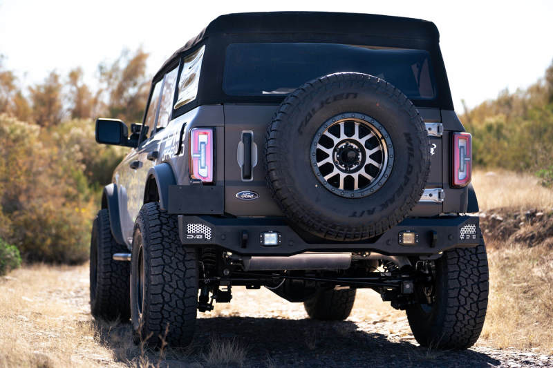 DV8 Offroad 21-22 Ford Bronco MTO Series Rear Bumper with Side License Plate Mount and Recovery Points