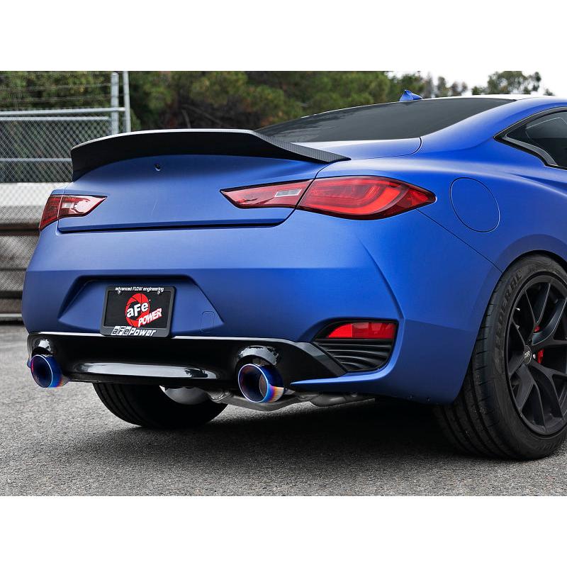 aFe POWER Takeda 2.5in 304 SS CB Exhaust w/ Blue Flame Tips 17-19 Infiniti Q60 V6-3.0L (tt)-SR1 Performance