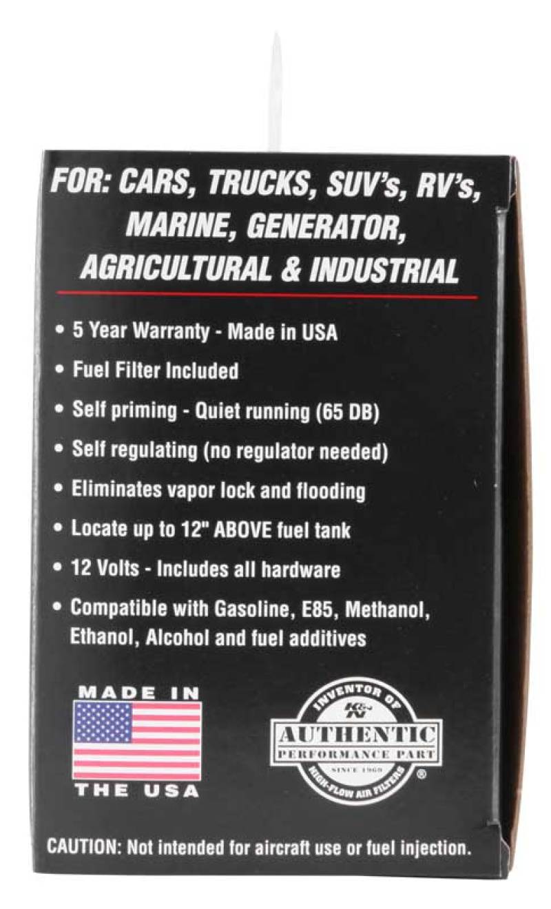 K&N Performance Electric Fuel Pump 4-7 PSI-SR1 Performance