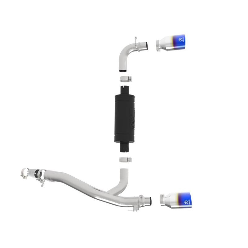 aFe Takeda 3in 304 SS Axle-Back Exhaust System w/ Blue Flame Tip 16-18 Ford Focus RS 2.3L (t)-SR1 Performance