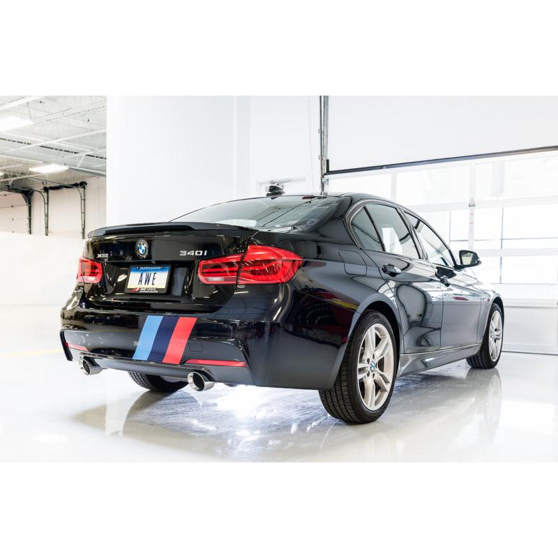 AWE Tuning BMW F3X 340i Touring Edition Axle-Back Exhaust - Diamond Black Tips (102mm)