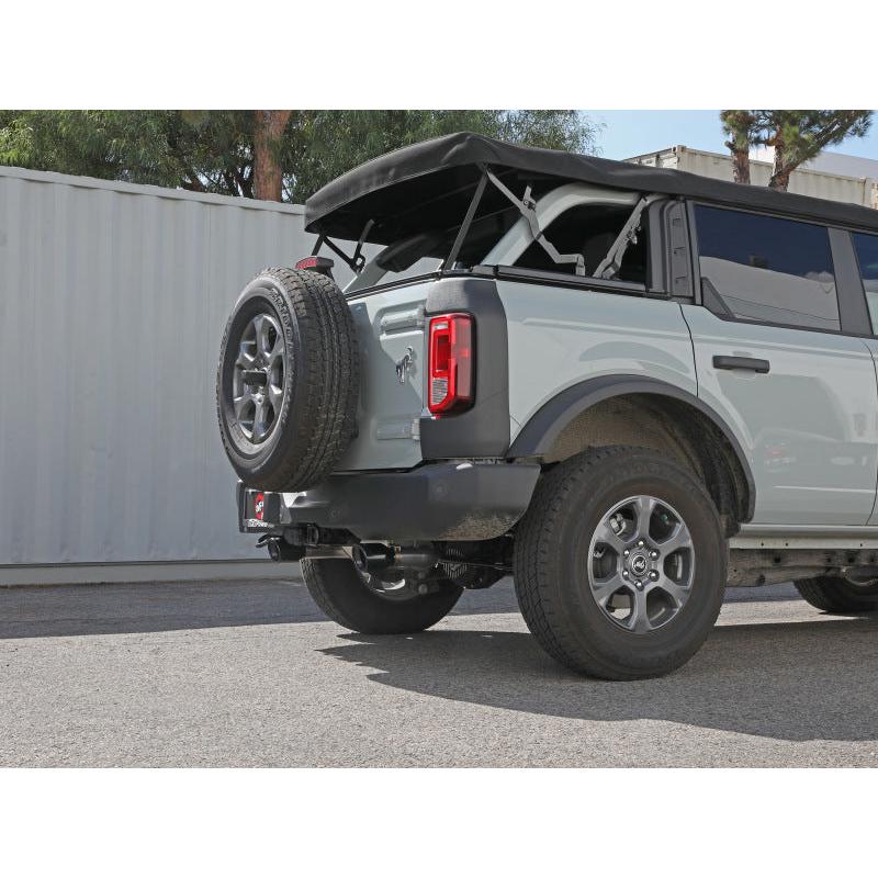aFe Vulcan 3in 304 SS Axle-Back Exhaust 2021 Ford Bronco L4-2.3L (t)/V6-2.7L (tt) w/ Black Tips-SR1 Performance