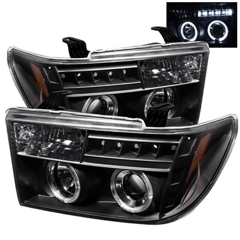 Spyder Toyota Tundra 07-133 Projector Headlights LED Halo LED Blk PRO-YD-TTU07-HL-BK