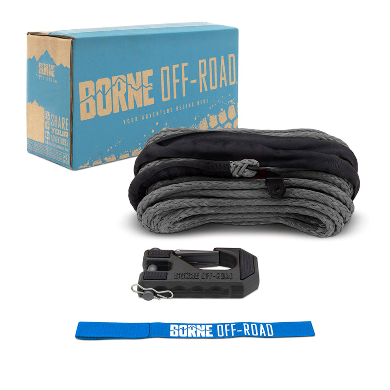 Borne Off-Road Winch Hook with 3/8-inch Rope and Hand Strap, Grey