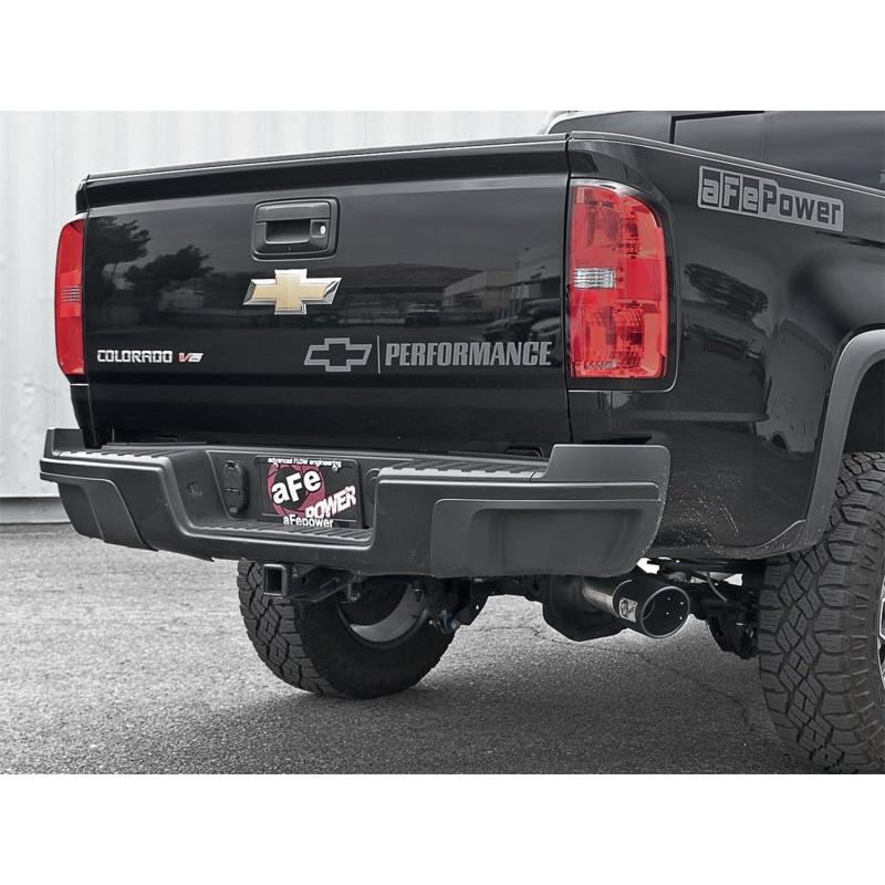 aFe Mach Force-XP Exhaust 3in CB SS 15-17 GM Colorado/Canyon 2.5L/3.6L Side Exit w/ Black Tip-SR1 Performance
