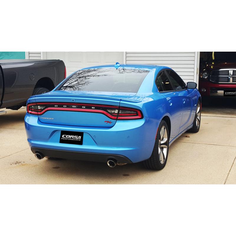 Corsa 2015-2016 Dodge Charger R/T w/ Pursuit Valance 2.5in Inlet / 4in Outlet Polished Tip Kit