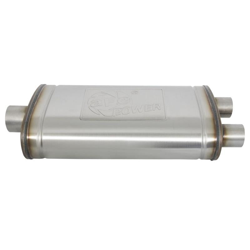 aFe MACHForce XP SS Muffler 3in Center Inlet / 2.5in Dual Outlets 22in L x 11in W x 6in H Body-SR1 Performance