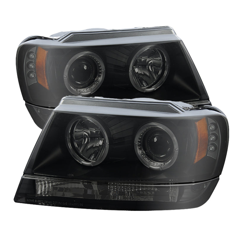 Spyder Jeep Grand Cherokee 99-04 Projector Headlights LED Halo LED Black Smoke PRO-YD-JGC99-HL-BSM-SR1 Performance