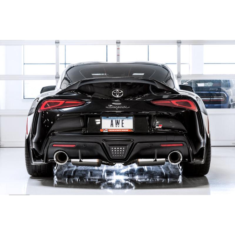 AWE 2020 Toyota Supra A90 Resonated Touring Edition Exhaust - 5in Chrome Silver Tips