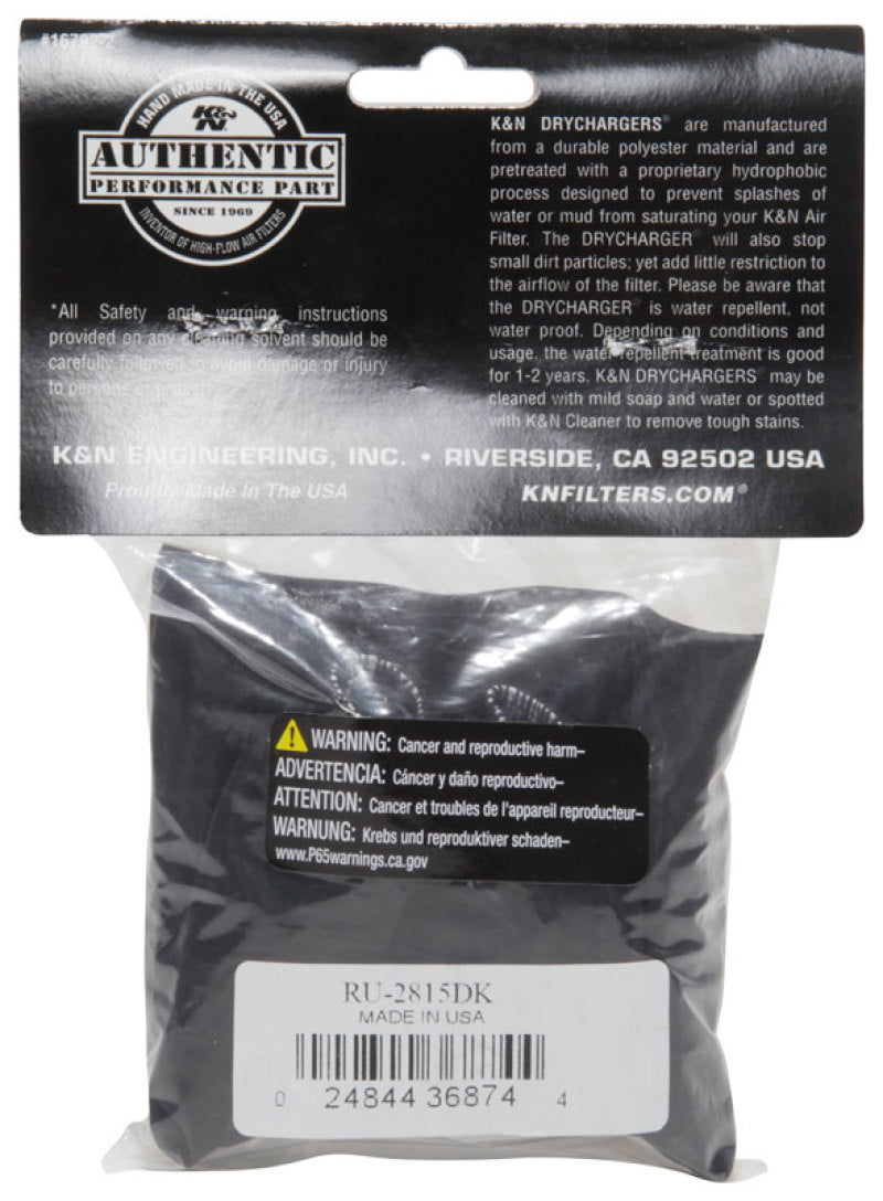 K&N Drycharger Air Filter Wrap RU-2815 Black-SR1 Performance