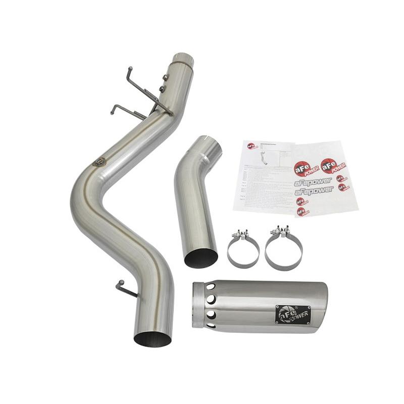 aFe ATLAS 5in DPF-Back Aluminized Steel Exhaust System w/Polished Tips 2017 GM Duramax 6.6L (td) L5P