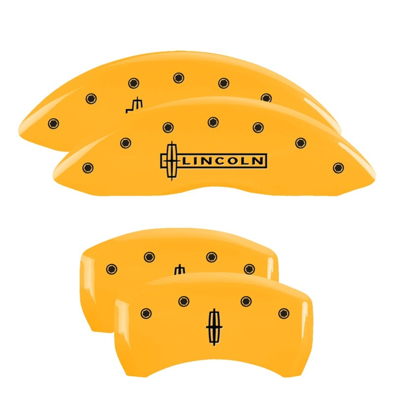 MGP Brake Caliper Covers for Lincoln Navigator * Yellow Finish with Engraved Logos, Part #36009SLC1YL