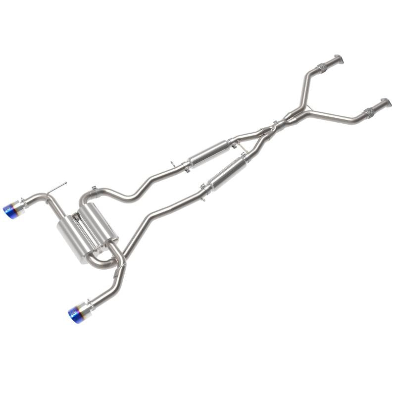 aFe 14-15 Infiniti Q50 V6 3.7L Takeda 2-1/2in 304 SS Cat-Back Exhaust System w/ Blue Flame Tips-SR1 Performance