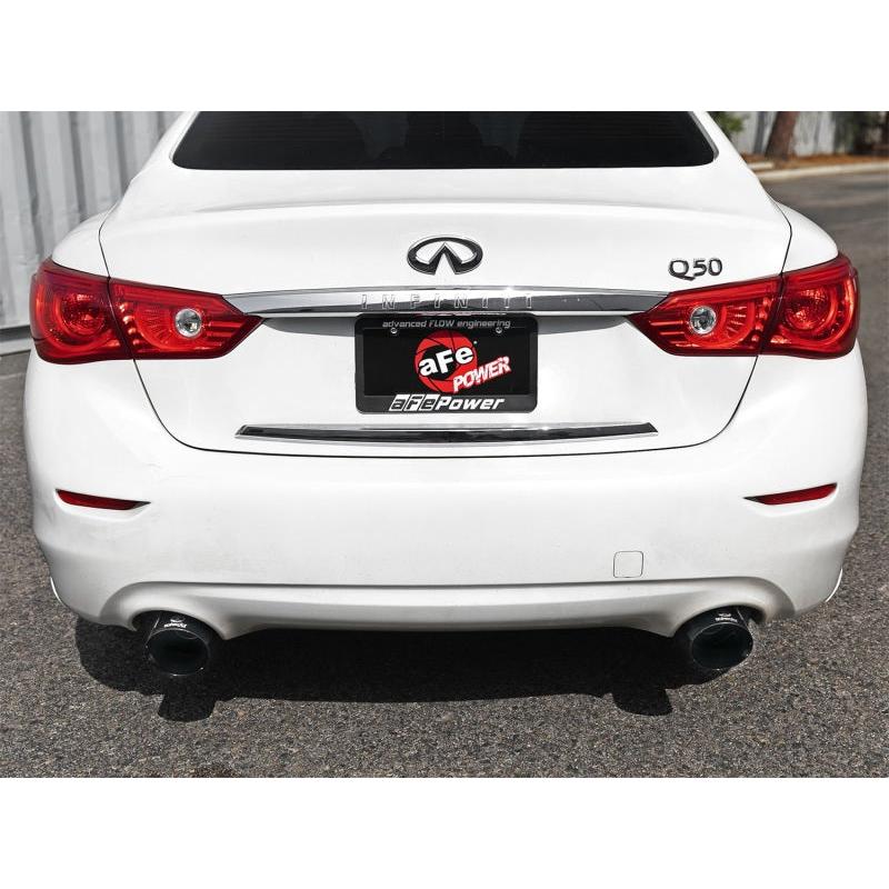 aFe Takeda 2.5in 304 SS Axle-Back Exhaust w/ Black Tips 16-18 Infiniti Q50 V6-3.0L (tt)