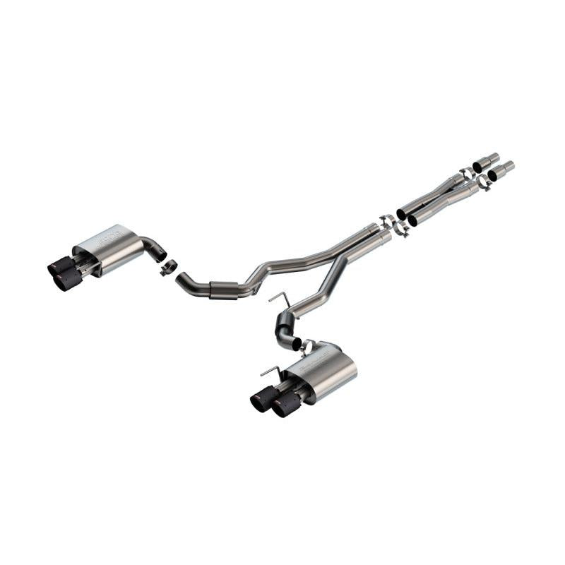 Borla 2024 Ford Mustang GT 5.0L V8 3 in S-Type Catback Non-Active Exhaust- Carbon Fiber Quad Tip