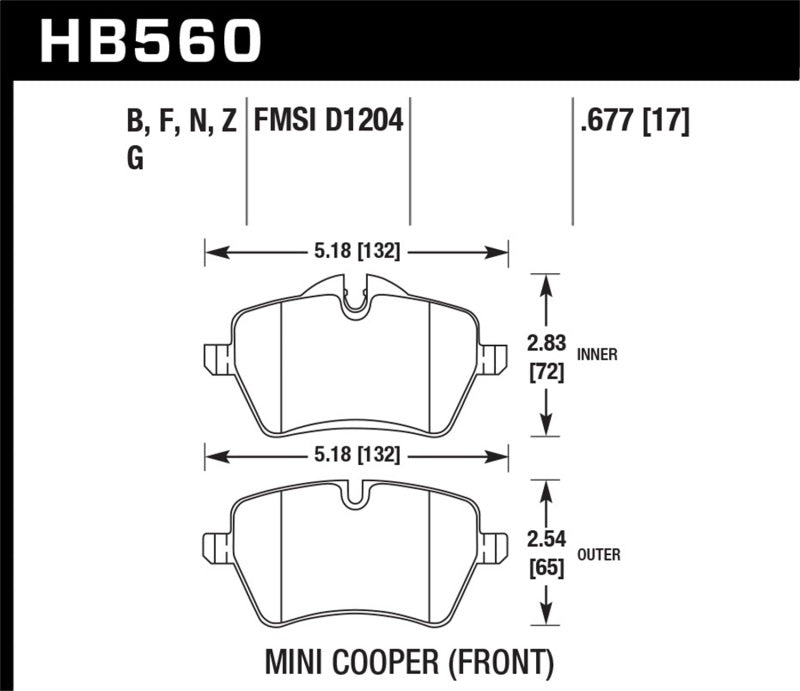 Hawk 05-06 JCW R53 Cooper S & 07+ R56 Cooper S HP+ Street Front Brake Pads-SR1 Performance
