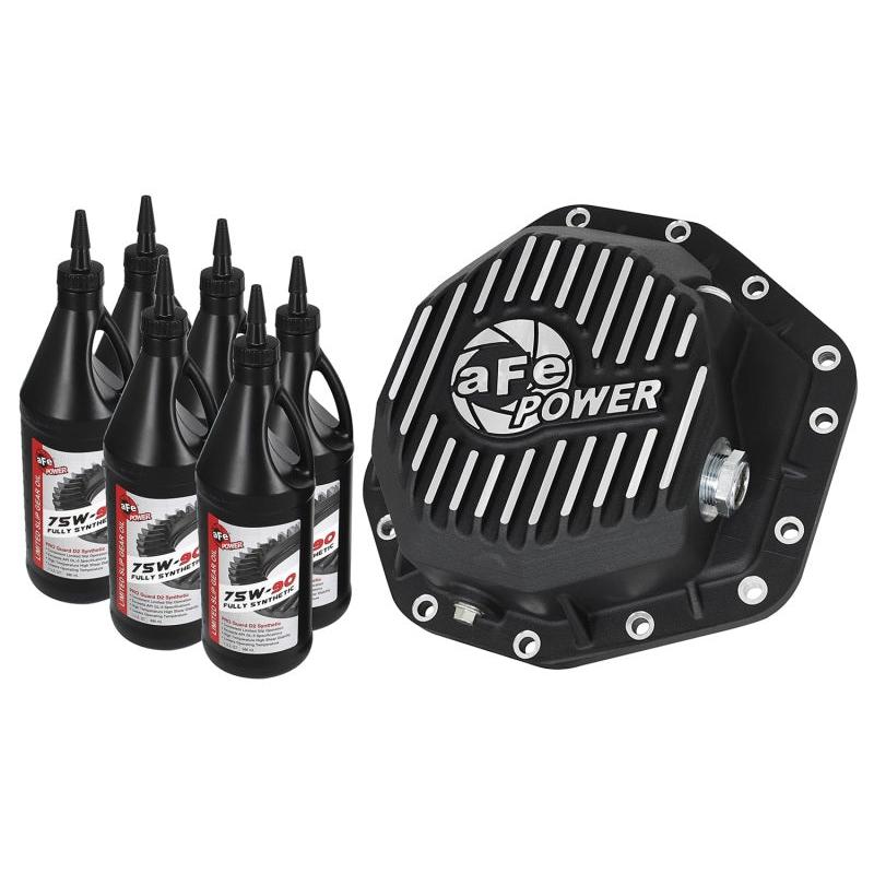 aFe Power Pro Series Rear Diff Cover Black w/Machined Fins 17-19 Ford Diesel Trucks V8-6.7L w/ Oil