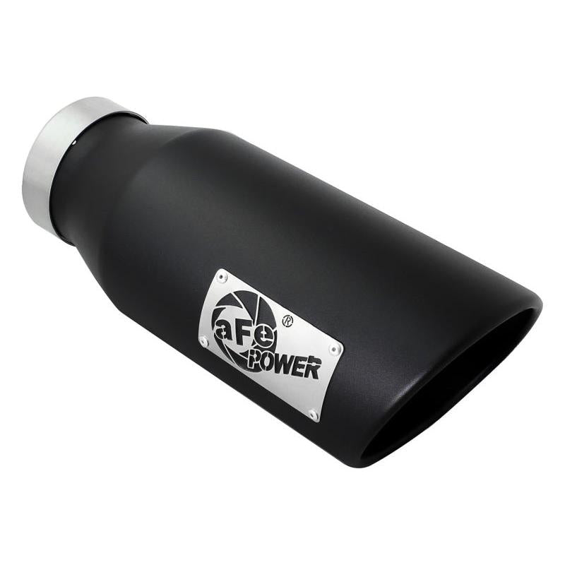 aFe Power MACH Force-Xp 4in In x 6in Out x 15in L Driver Side Clamp-On 4in 409 SS Exhaust Tip-Black-SR1 Performance