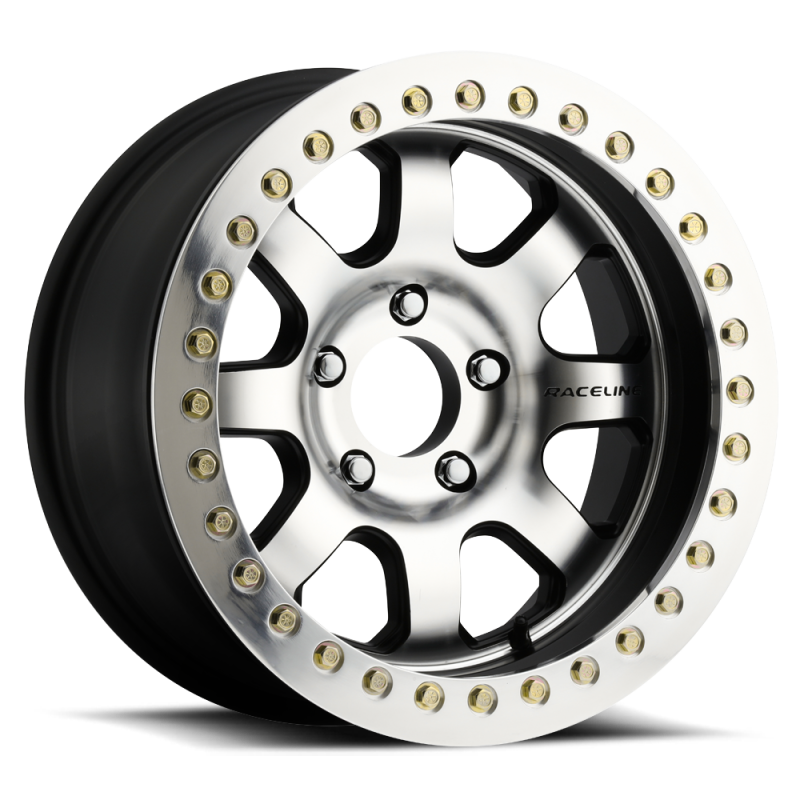 Raceline RT260 Avenger 17x8.5 Inch Black & Machined Beadlock Wheel with 5x127 Bolt Pattern and -25mm Offset