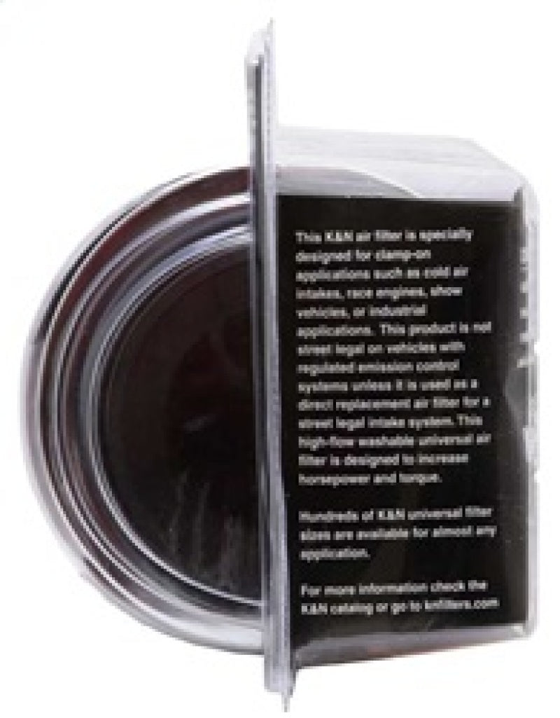 K&N Universal Air Filter Chrome Round Tapered Red - 4in Flange ID x 1.125in Flange Length x 9.5in H-SR1 Performance